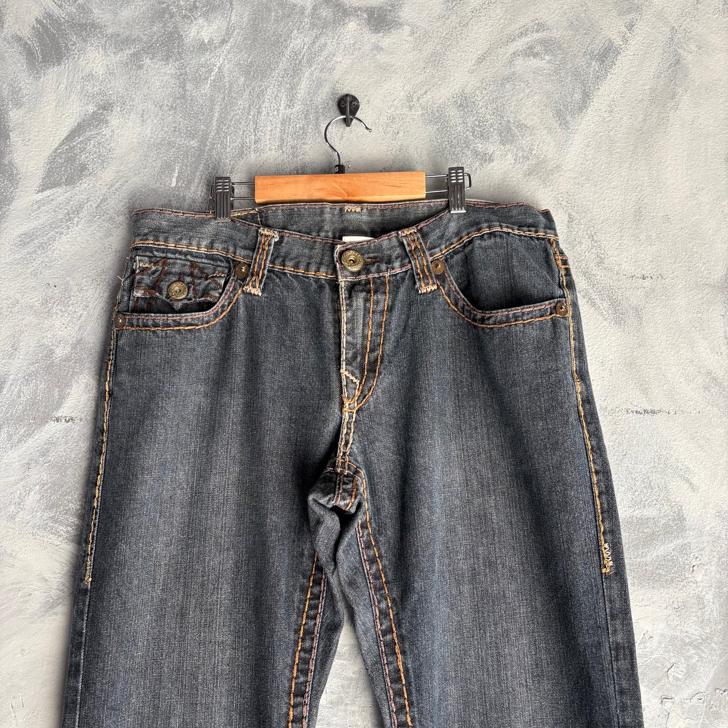 Pantalón True Religion Para Hombre Talla 34x33 Color Azul Oscuro Diseño en Bolsas Bordado