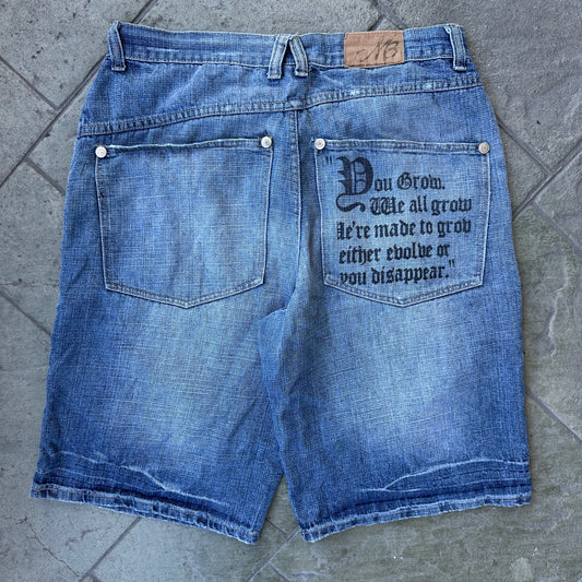 Short o Jort Makaveli Tupac De Hombre Talla 36 Color Azul Claro Y2K Corte Baggy Mezclilla
