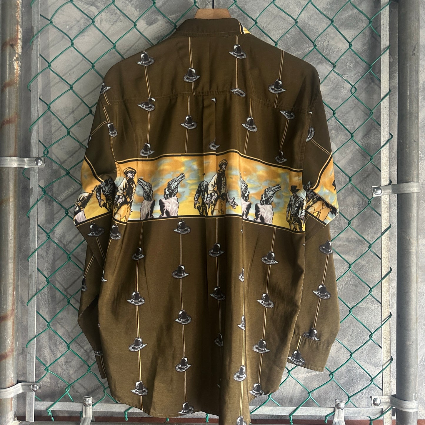 Camisa De Botones Vaquera De Hombre Talla L Color Cafe Sombrero Azteca