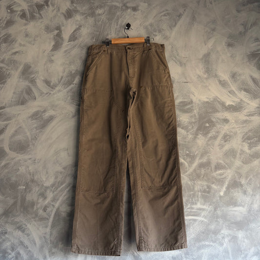 Pantalon Vintage Carhartt Hombre 32x32 Café Doble Rodilla
