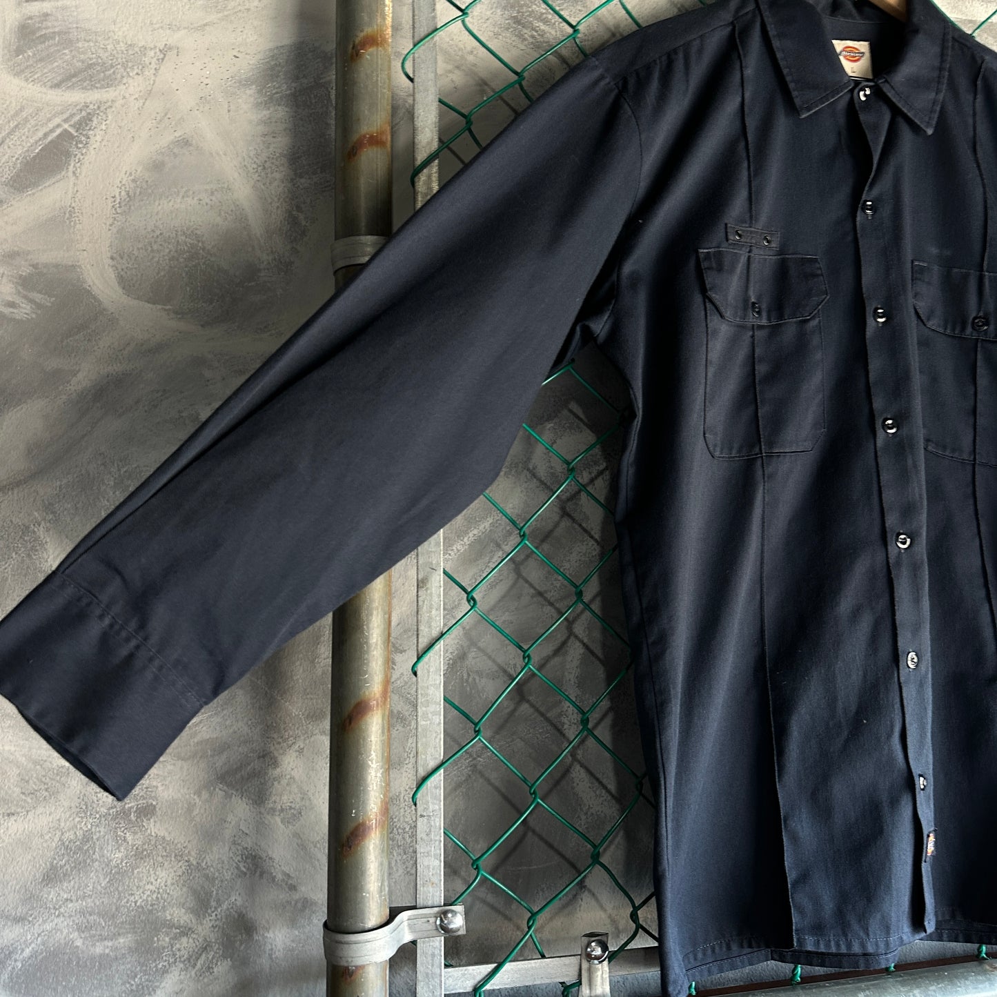 Camisa De Botones Dickies De Hombre Talla L Color Azul Marino Manga Larga Mecanico Workwear Lisa