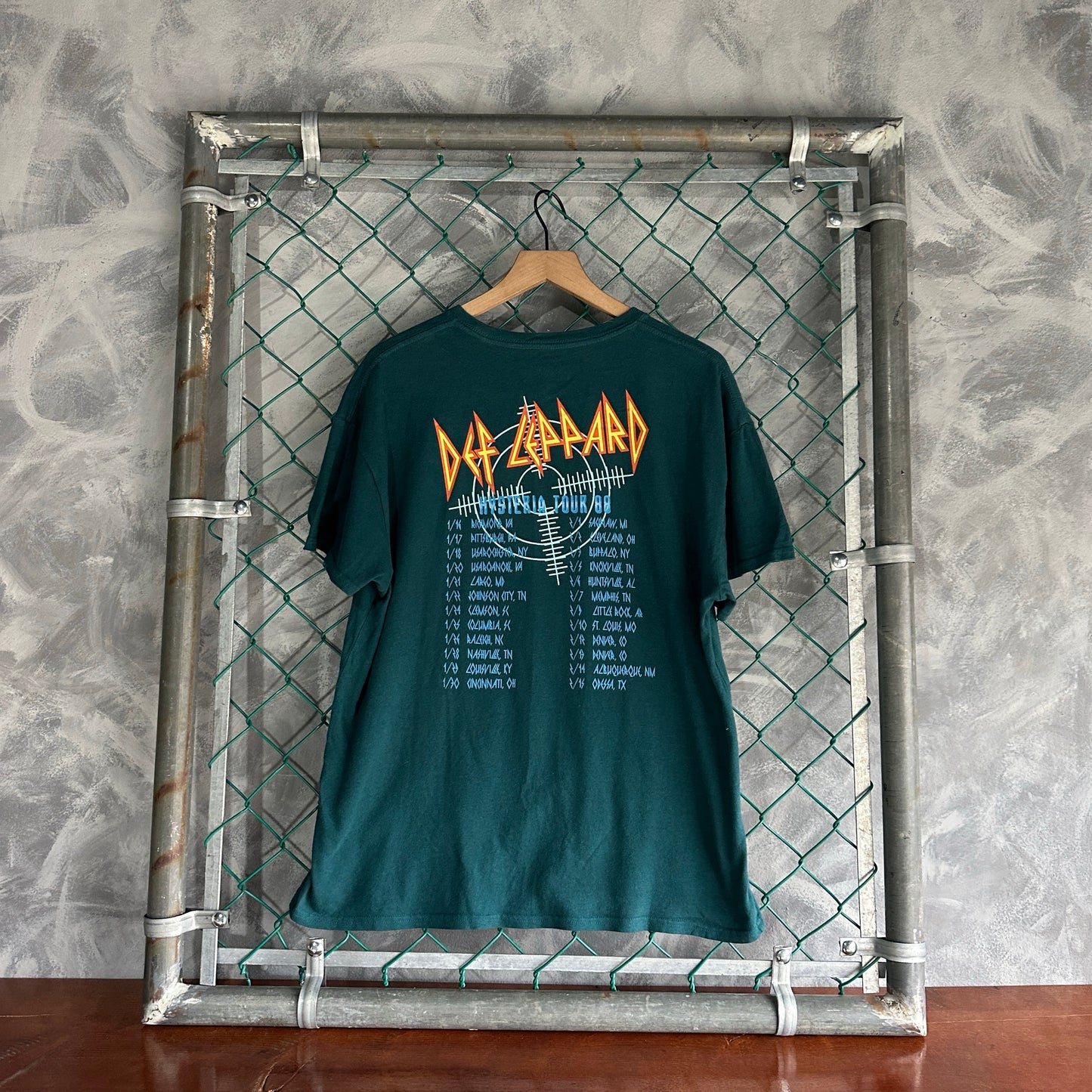 Camisa Def Leppard De Hombre Talla XL Color Verde Rock Britanico 80s