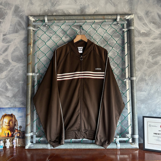 Zip Up Vintage Adidas De Hombre Talla Xl Color Cafe Tela Deportiva Sin Gorro Track Jacket