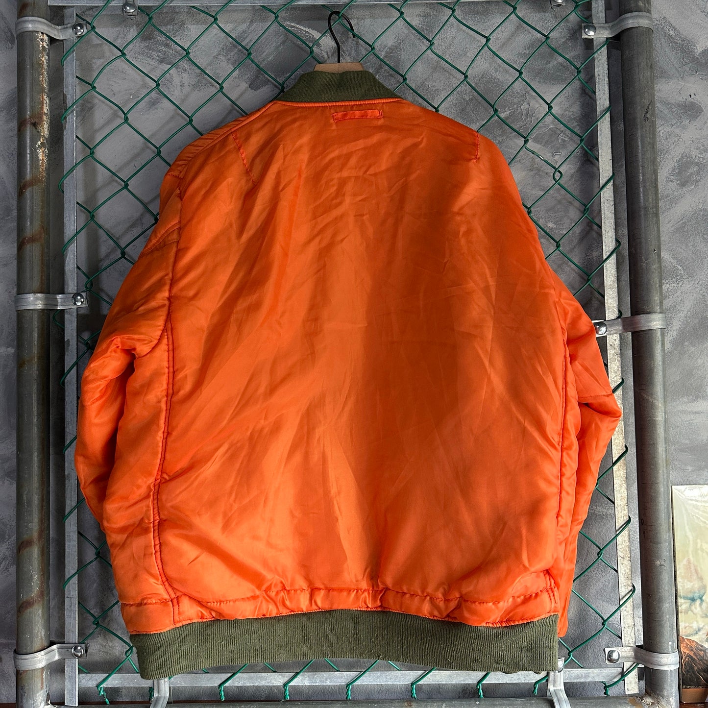 Chamarra Vintage Bomber De Hombre Talla S Queda a L Color Verde Naranaja Doble Vista Aviador