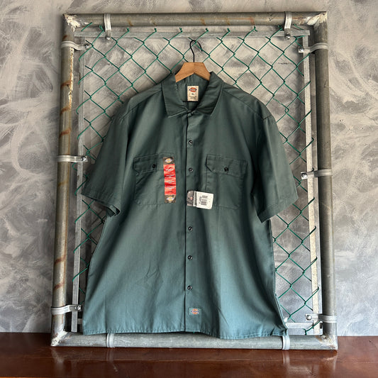 Camisa De Botones Dickies De Hombre Talla XL Color Verde Nueva Manga Corta Mecanico Workwear Lisa