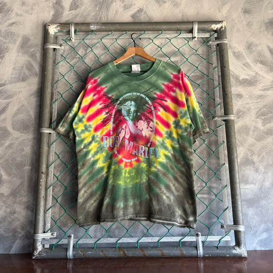 Camisa Vintage De Bob Marley De Hombre Talla XL Color Verde Tye Dye Reage