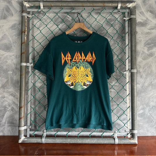 Camisa Def Leppard De Hombre Talla XL Color Verde Rock Britanico 80s