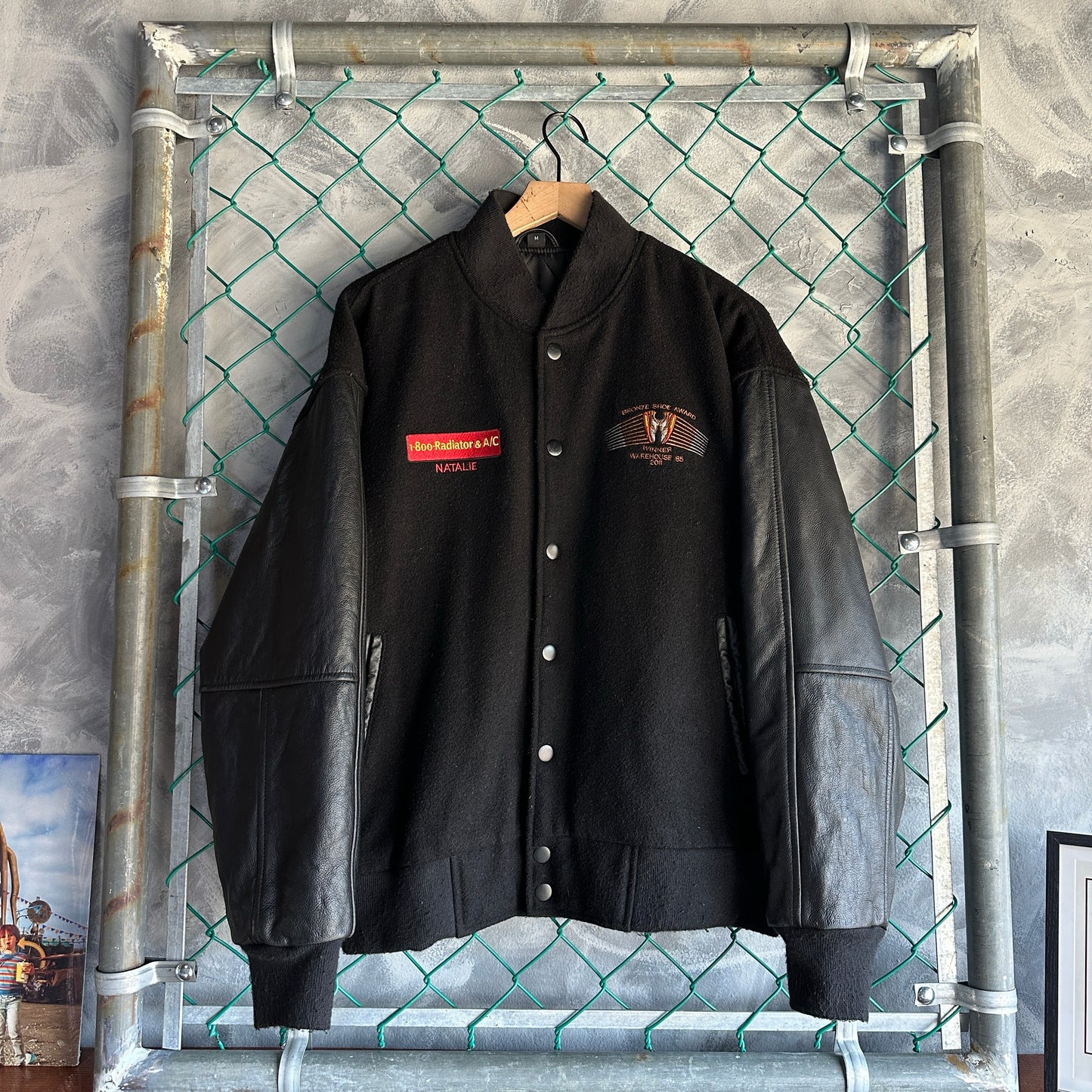 Varsity Vintage De Hombre Talla M Color Negro Mecanico De Piel Y lana