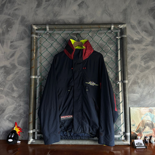 Chamarra Vintage Tommy Hilfiger De Hombre Talla L Color Azul Marino Marinero Rompevientos 90s