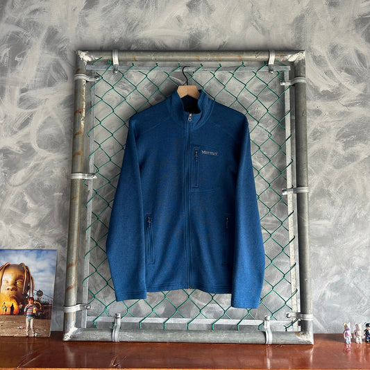 Sueter Marmot De Hombre Talla M Color Azul Polar Con Ziper Alpinismo Senderismo