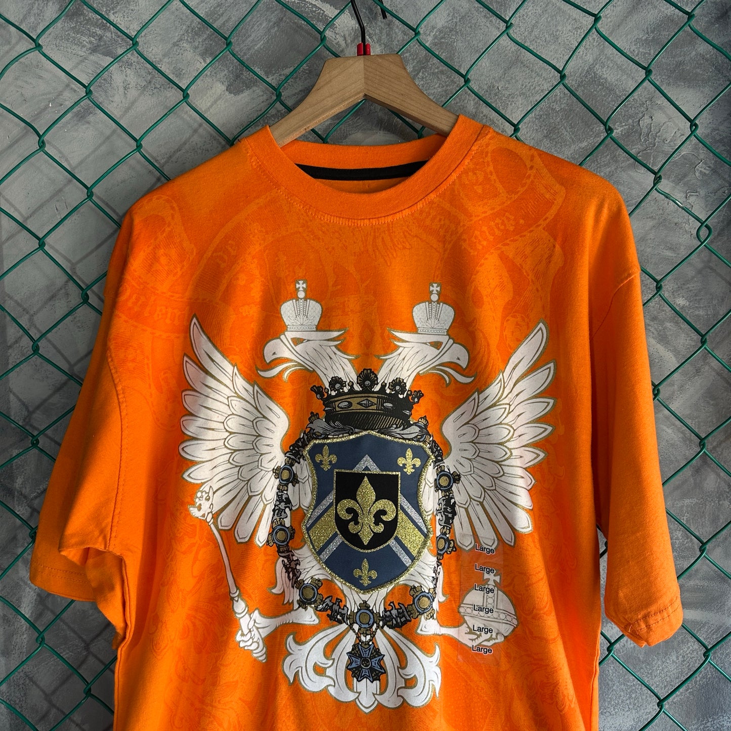 Camisa Y2K Avirex De hombre Talla L Color Naranja Con Bordados Logo de Escudo