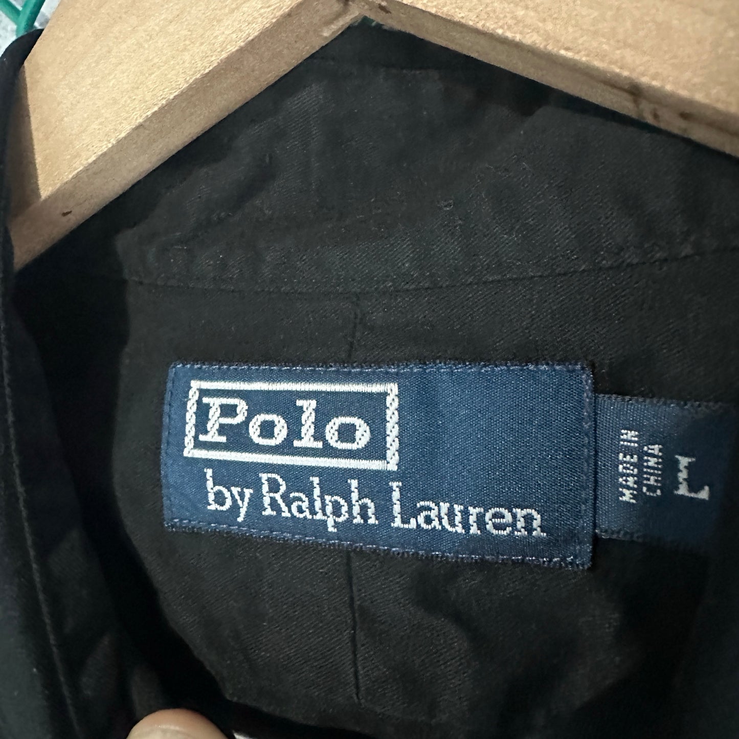 Camisa de Botones Polo Ralph Lauren De Hombre Talla L Color Negro Con Doble Bolsillo Prepy
