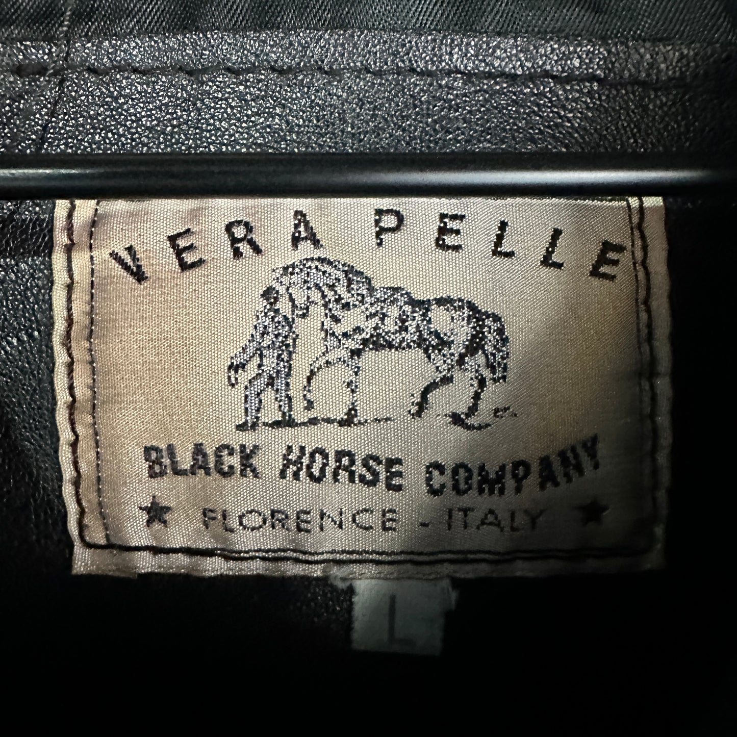 Chamarra Vintage Black Horse Company De Hombre Talla L Color Negro De Cuero Piel Genuina Gruesa