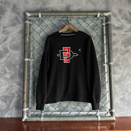 Sueter Jordan De Hombre Talla L Color Negro Sin Gorro Crewneck Colegial San Diego Aztecs