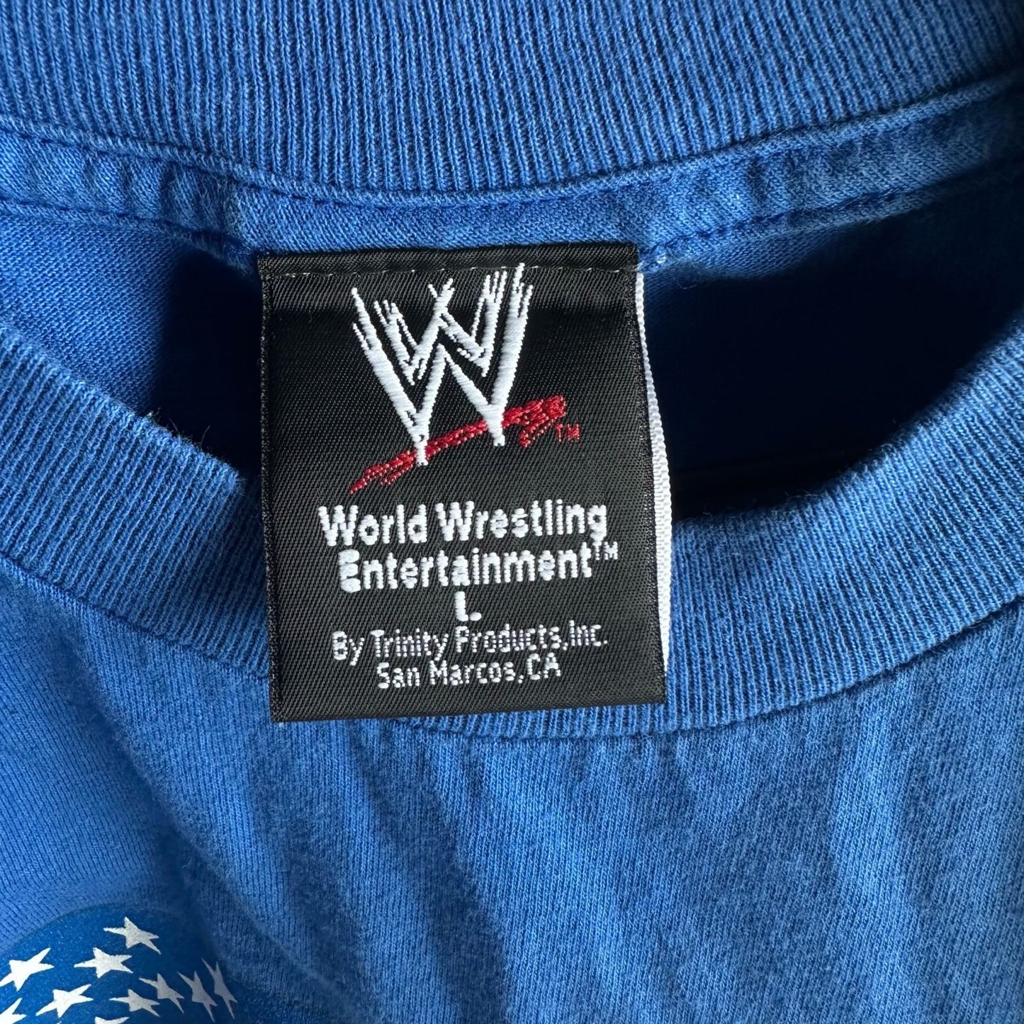 Camisa Vintage Autografiada De WWE De Hombre Talla L Color Azul Manga Corta