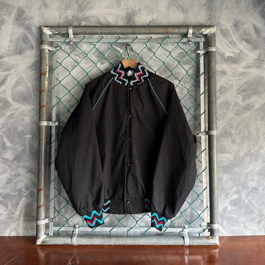 Chamarra Vintage West Ark De Hombre Talla L Color Negra Patron Azteca Estilo Vaquera Baile