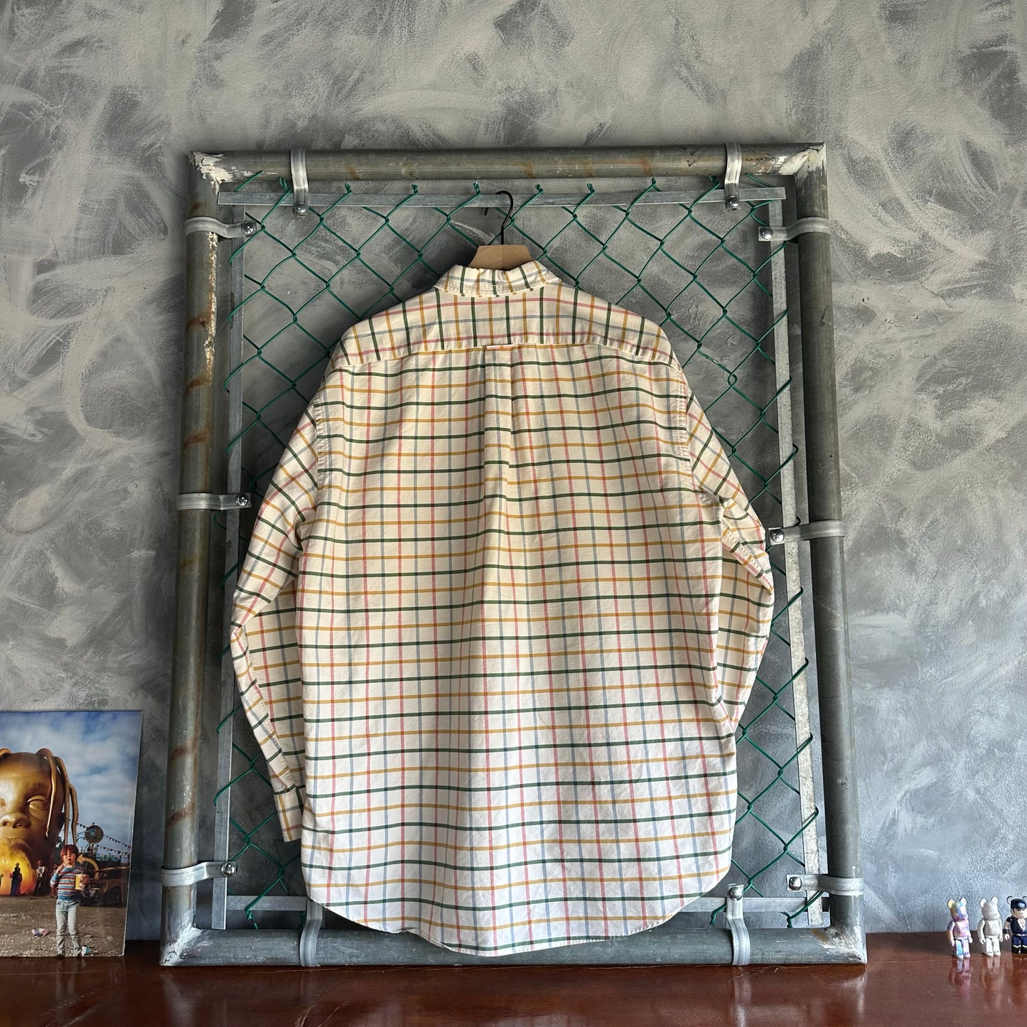 Camisa De Botones Faconnable De Hombre Talla L Color Crema De Cuadros De Vestir