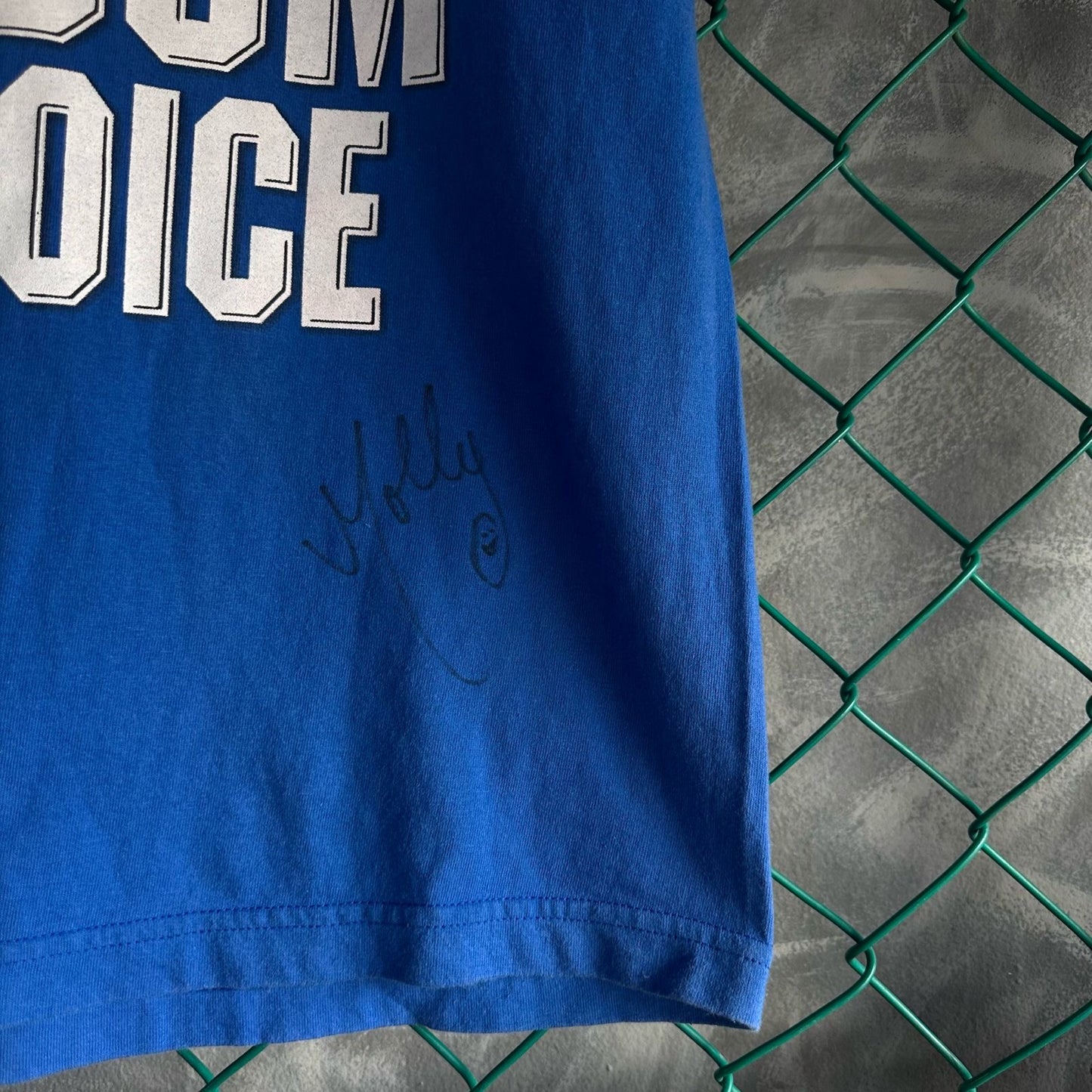 Camisa Vintage Autografiada De WWE De Hombre Talla L Color Azul Manga Corta