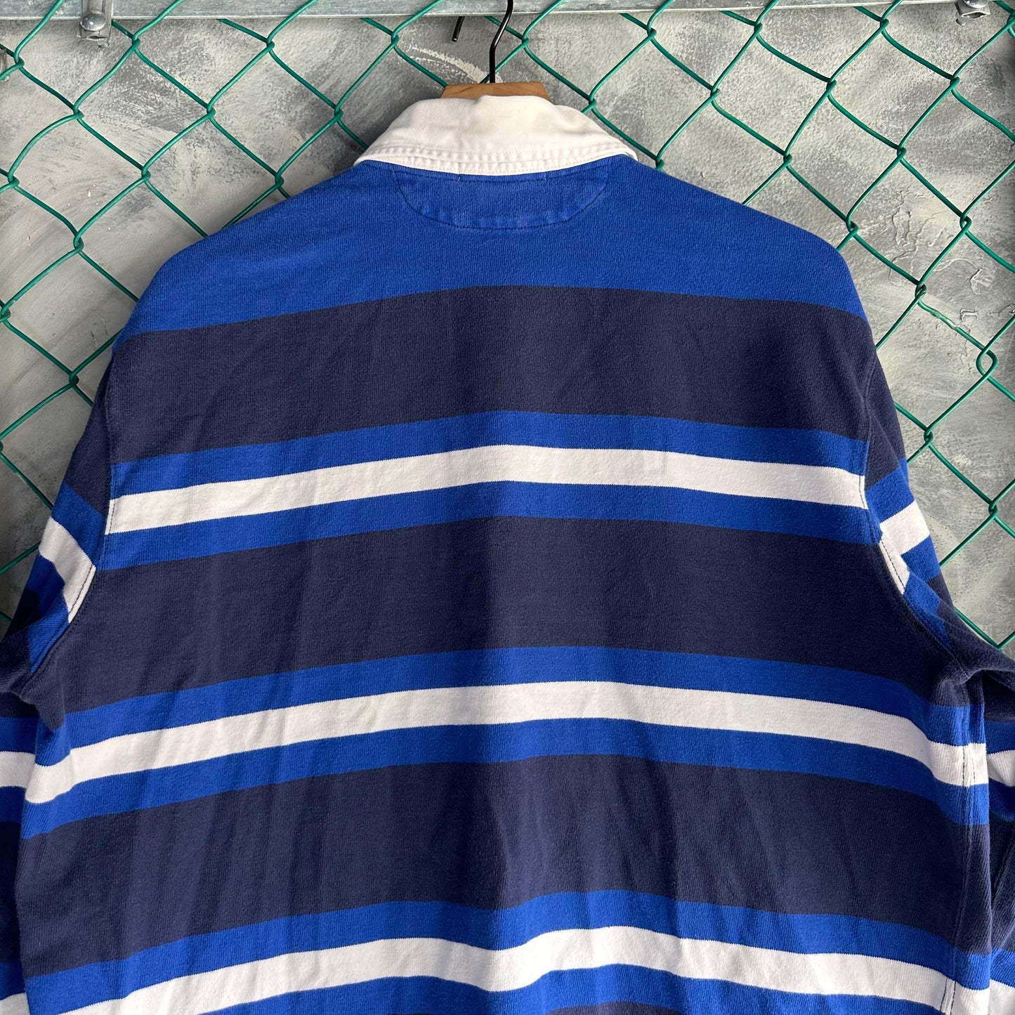 Camisa Vintage Polo de Rugby Polo Ralph Lauren De Hombre Talla L Color Azul y Blanco De Rayas Y2K