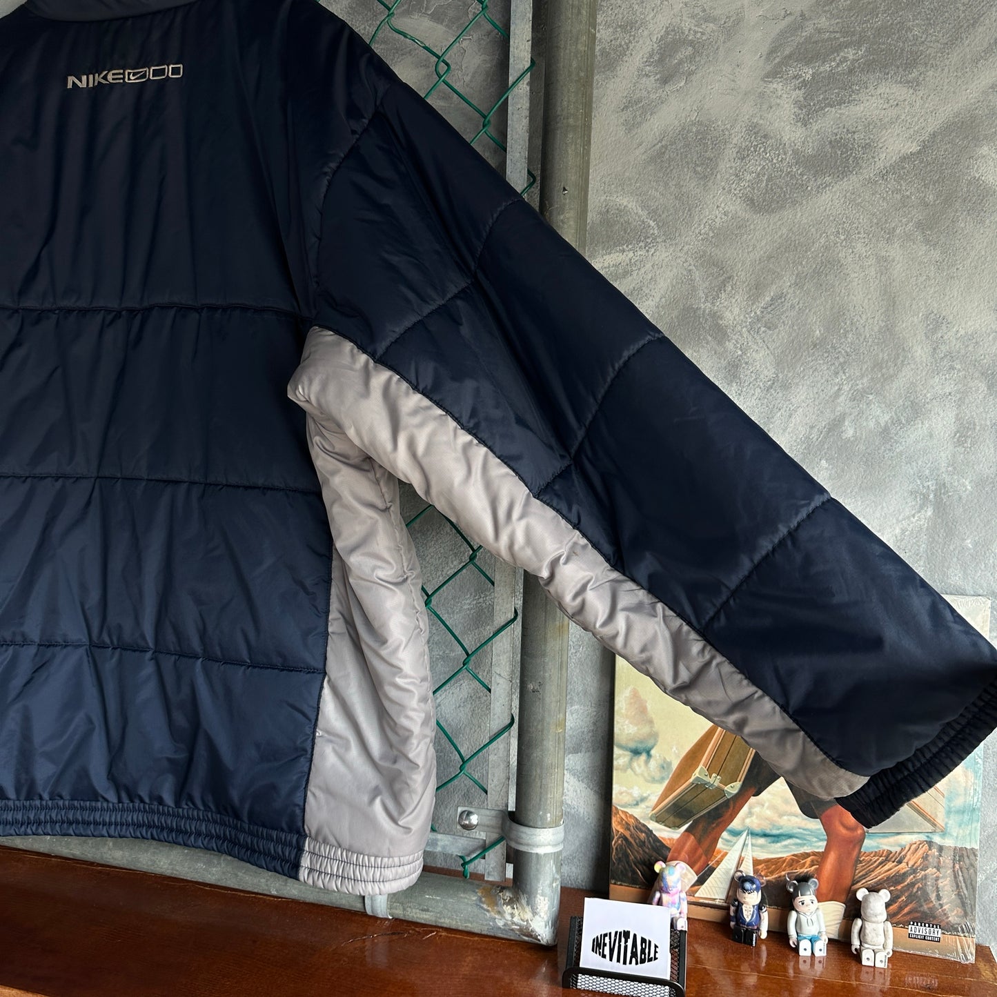 Chamarra Nike De Hombre Talla Xl Color Azul Y Gris Doble Vista Puffer Gruesa Minimalista