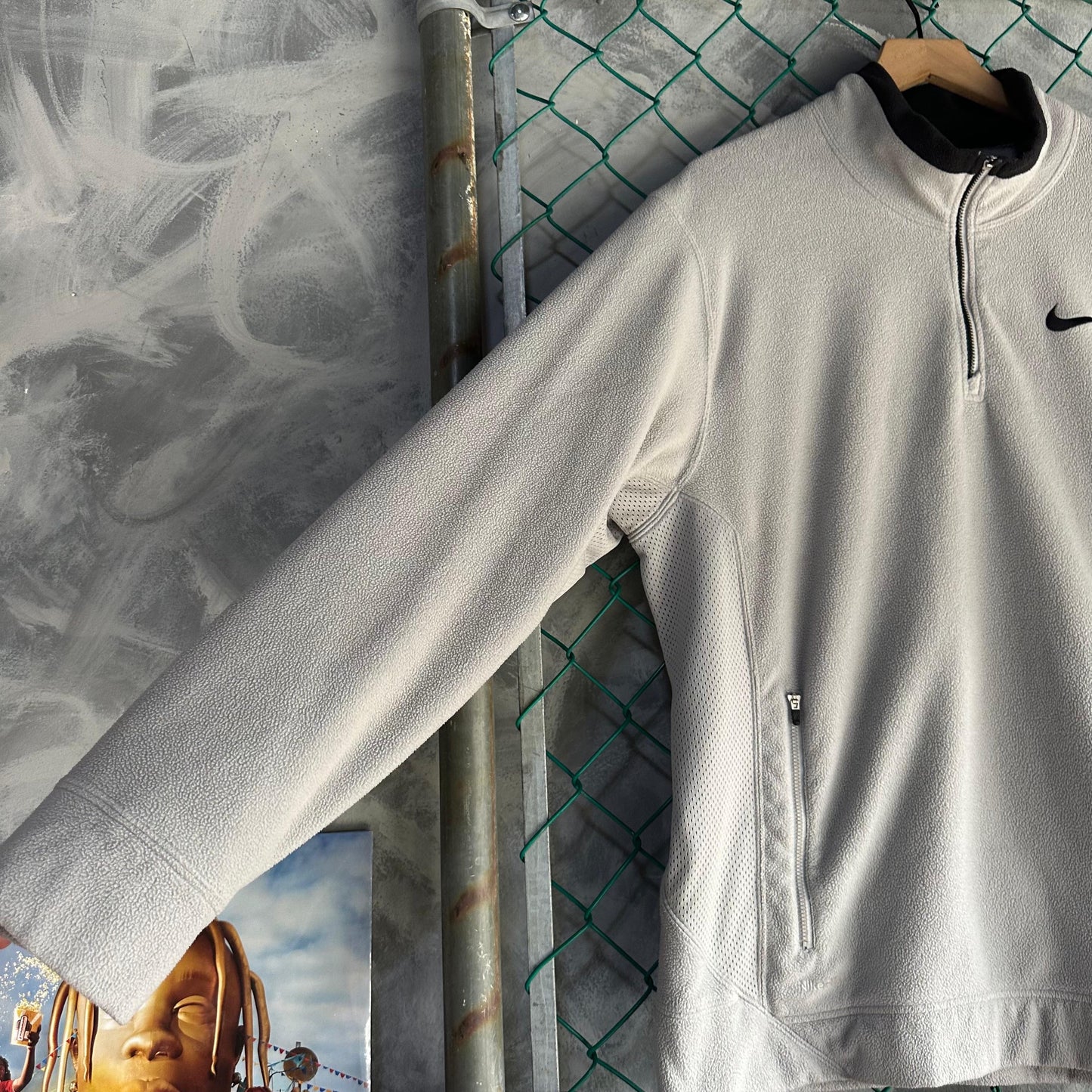 Suéter Vintage Nike De Hombre Talla XL Color Gris 1/4 Ziper 90s Deporitvo Gimnasio
