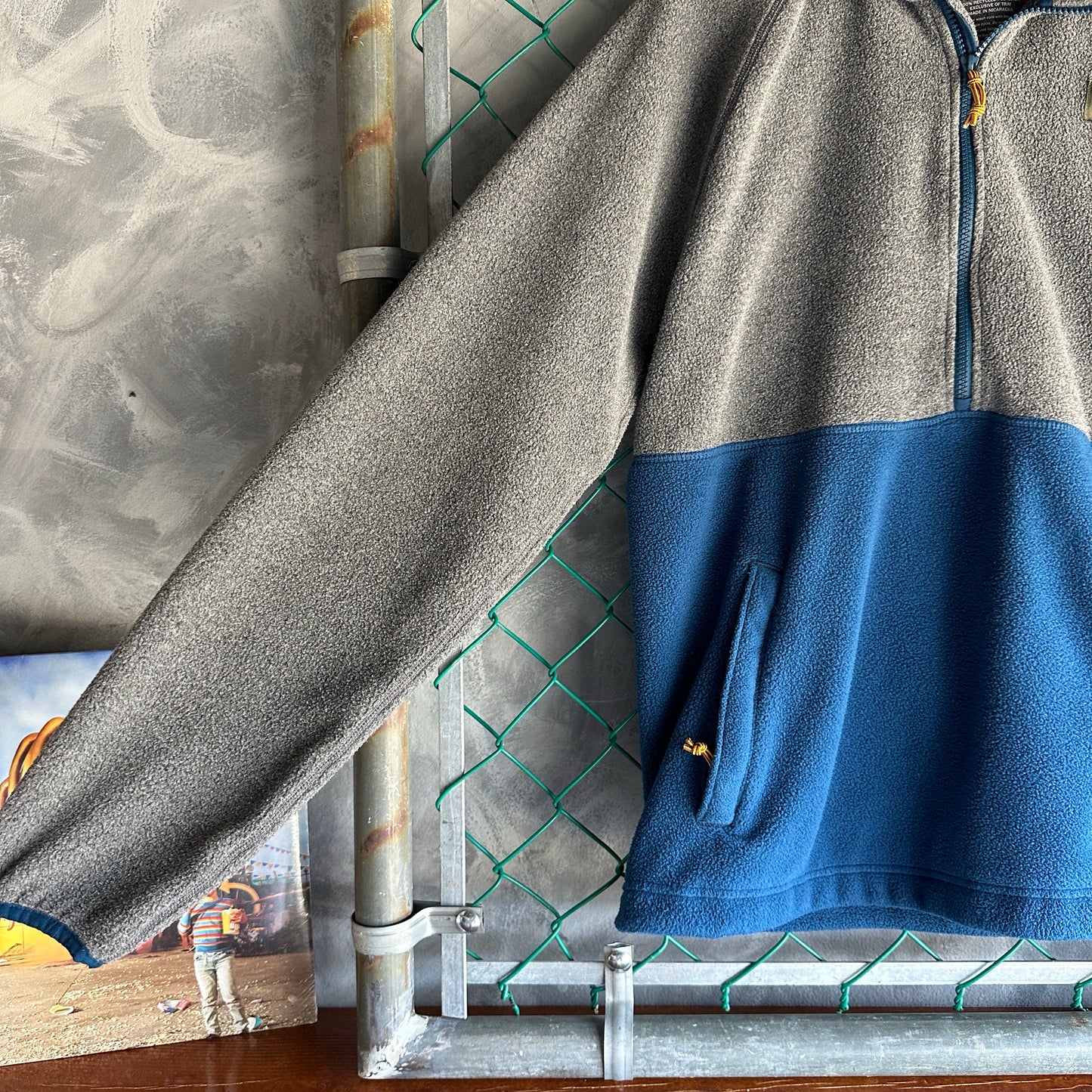 Sueter LL bean De Hombre Talla M Alto Color Gris Azul 1/4 Zip Alpinismo Senderismo