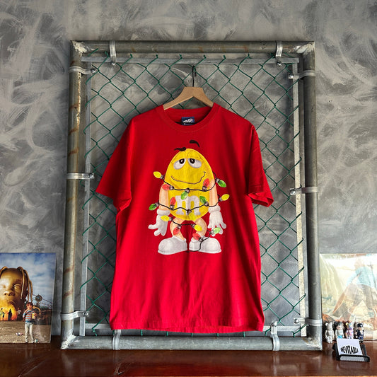 Camisa Vintage DE M&M Amarillo De Hombre Talla L Color Rojo Navideno