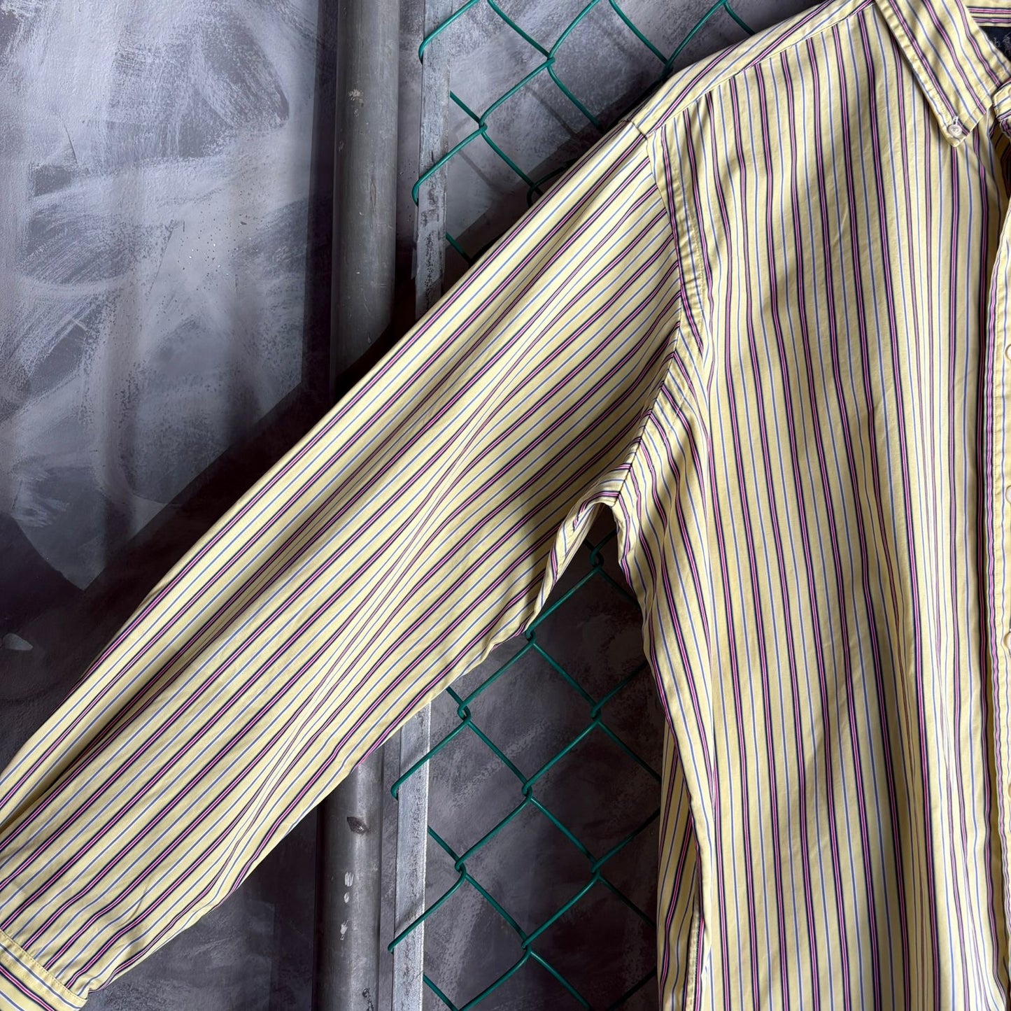 Camisa De Botones Polo Ralph Lauren De Hombre Talla XL Color Amarilla De Rayas Verticales De Vestir
