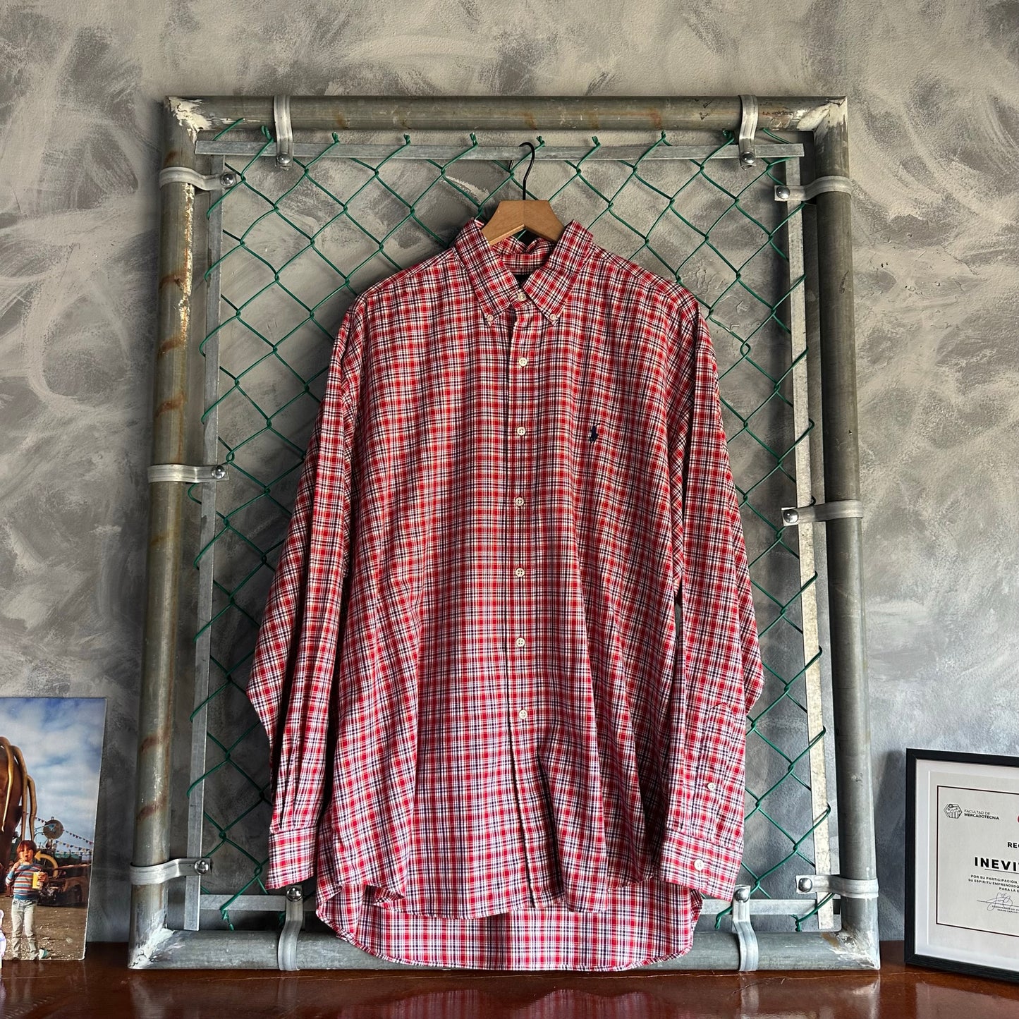 Camisa De Botones Polo Ralph Lauren De Hombre Talla Xl Color Rojo De Cuadros De Vestir