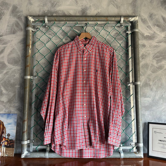 Camisa De Botones Polo Ralph Lauren De Hombre Talla Xl Color Rojo De Cuadros De Vestir