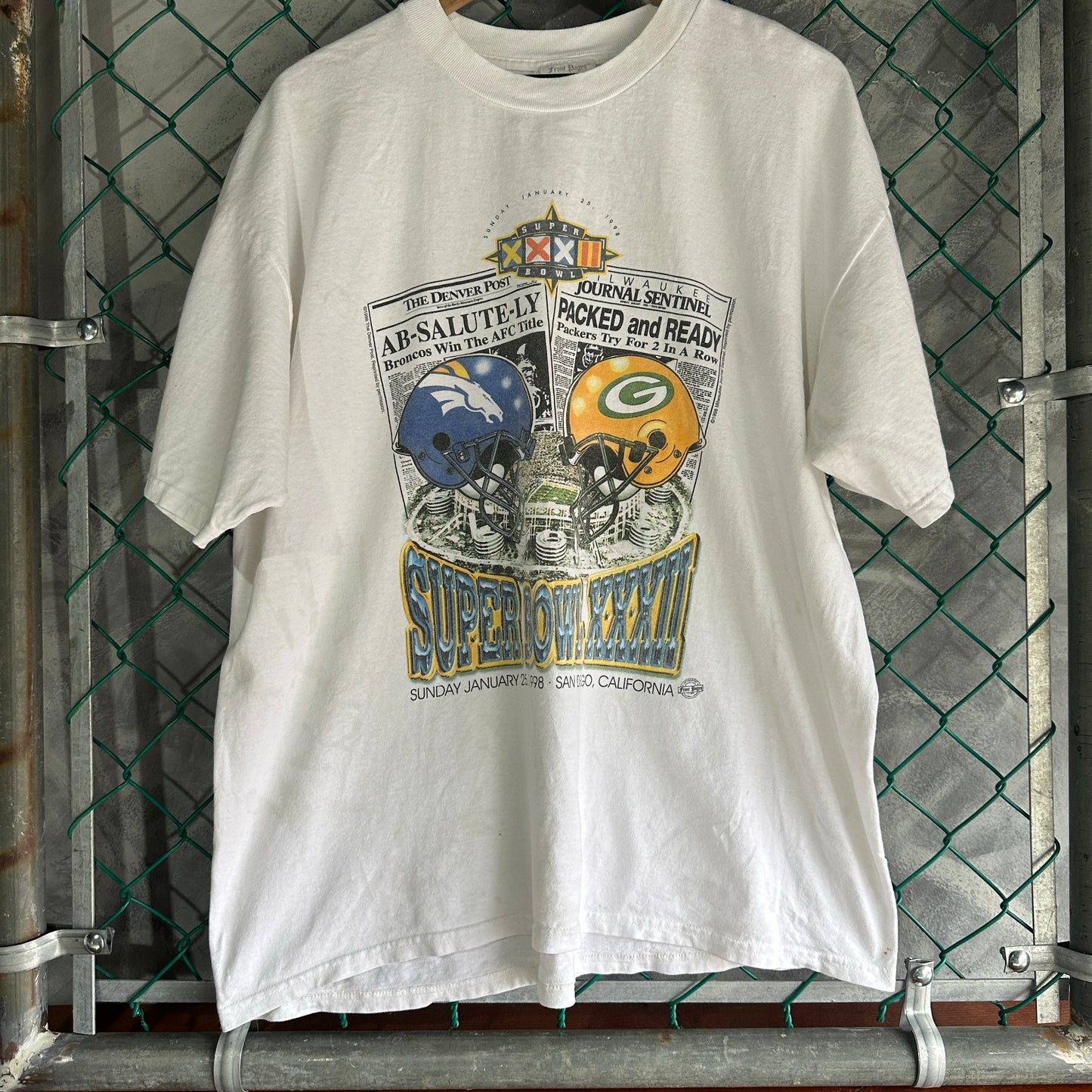 Camisa Vintage Del Super Bowl Green Bay Packers Denver Broncos De Hombre Talla XL Color Blanco