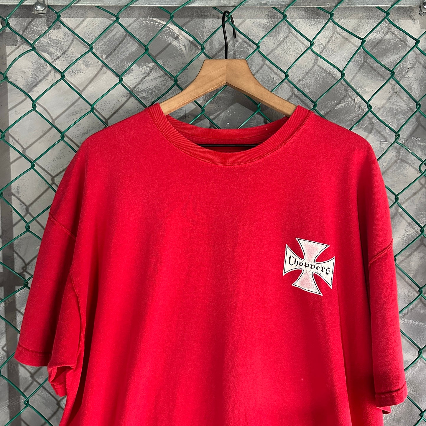 Camisa Vintage West Coast Choppers De Hombre Talla 2XL Color Rojo Corte Boxy Cruz Biker