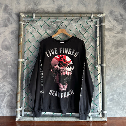 Camisa De FIve Finger Death Punch De Hombre Talla XL Color Negro Manga Larga Print En Mangas Calaca