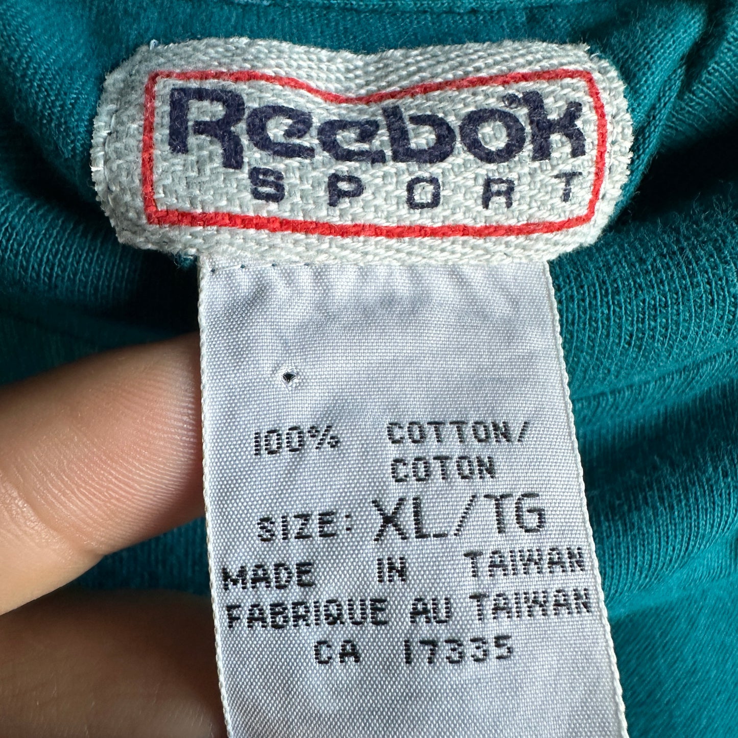 Camisa Vintage Reebok De Hombre Talla Xl Color Verde Azulado Cuello Alto Manga Larga Tela Pesada