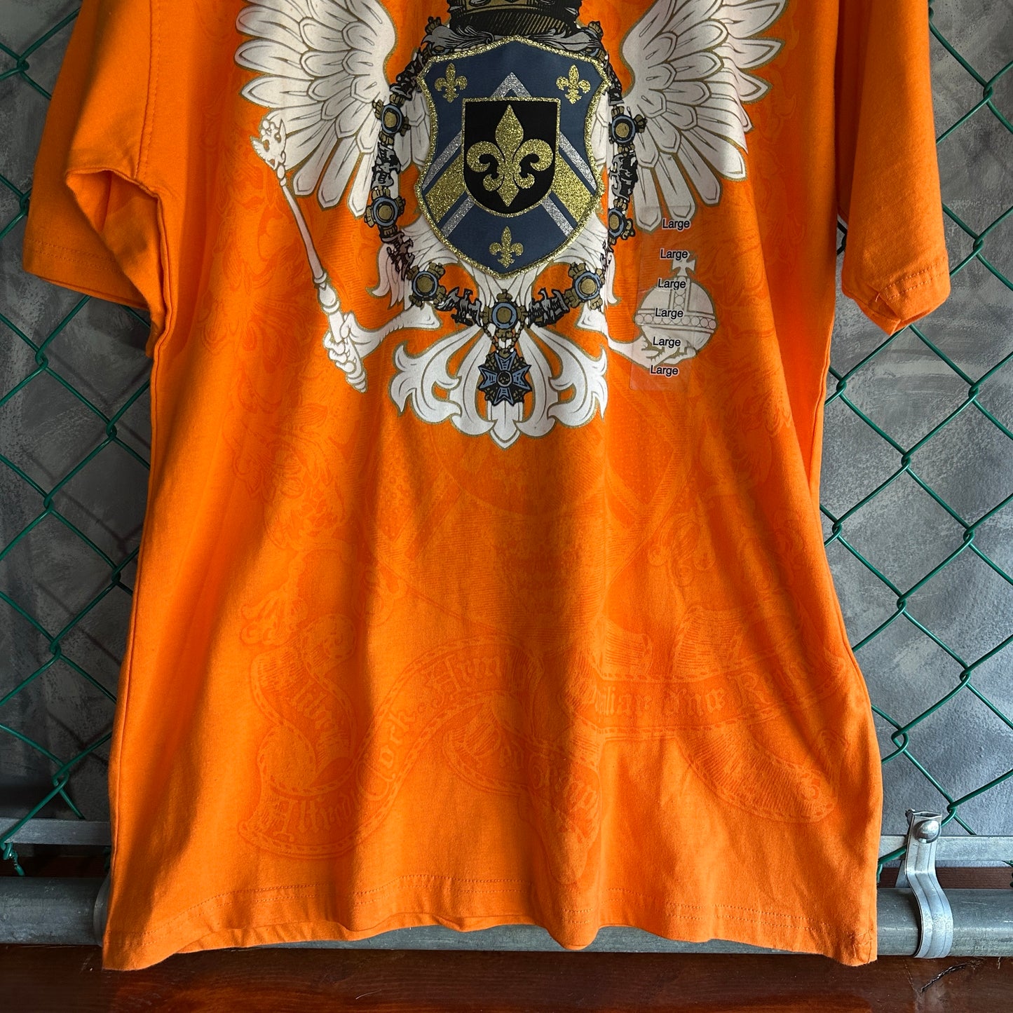 Camisa Y2K Avirex De hombre Talla L Color Naranja Con Bordados Logo de Escudo