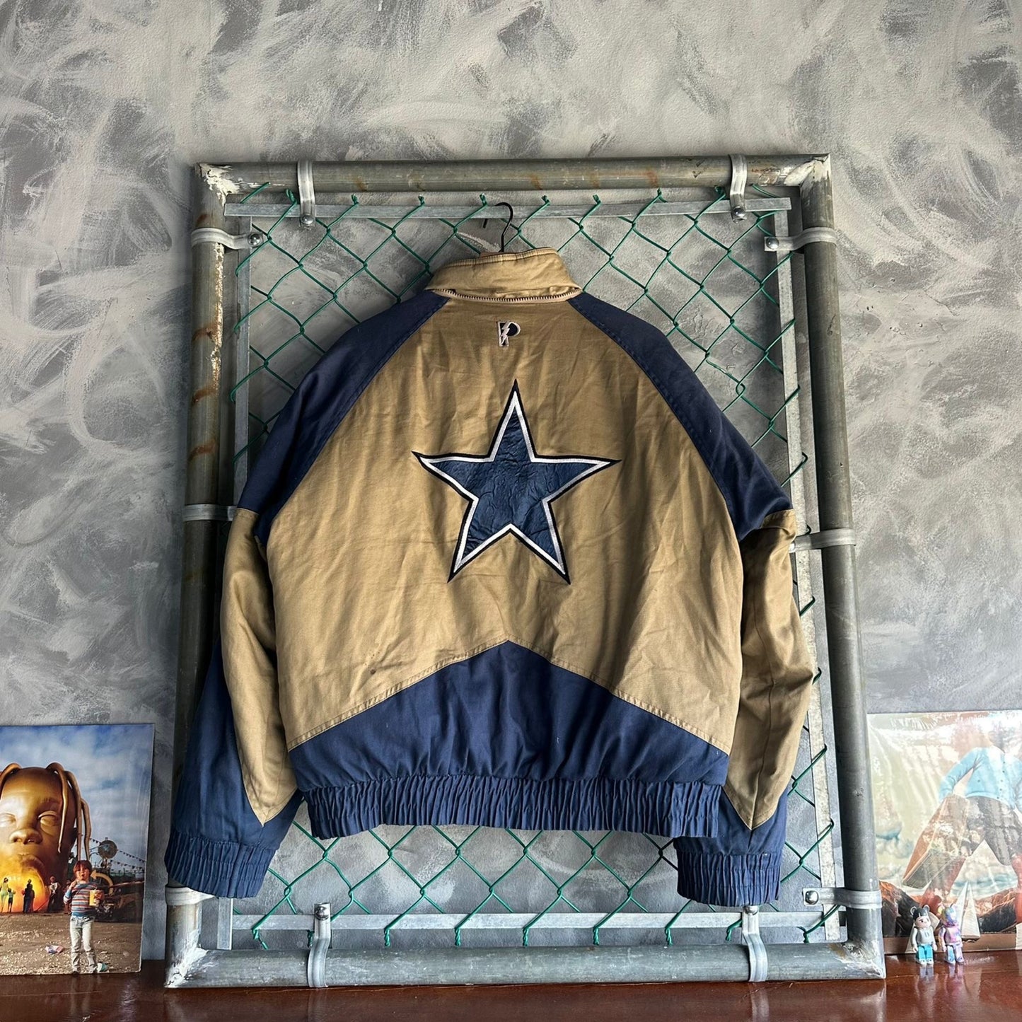 Chamarra Vintage De Dallas Cowboys Pro Player De Hombre Talla L Color Azul y Cafe Big Logo 90s