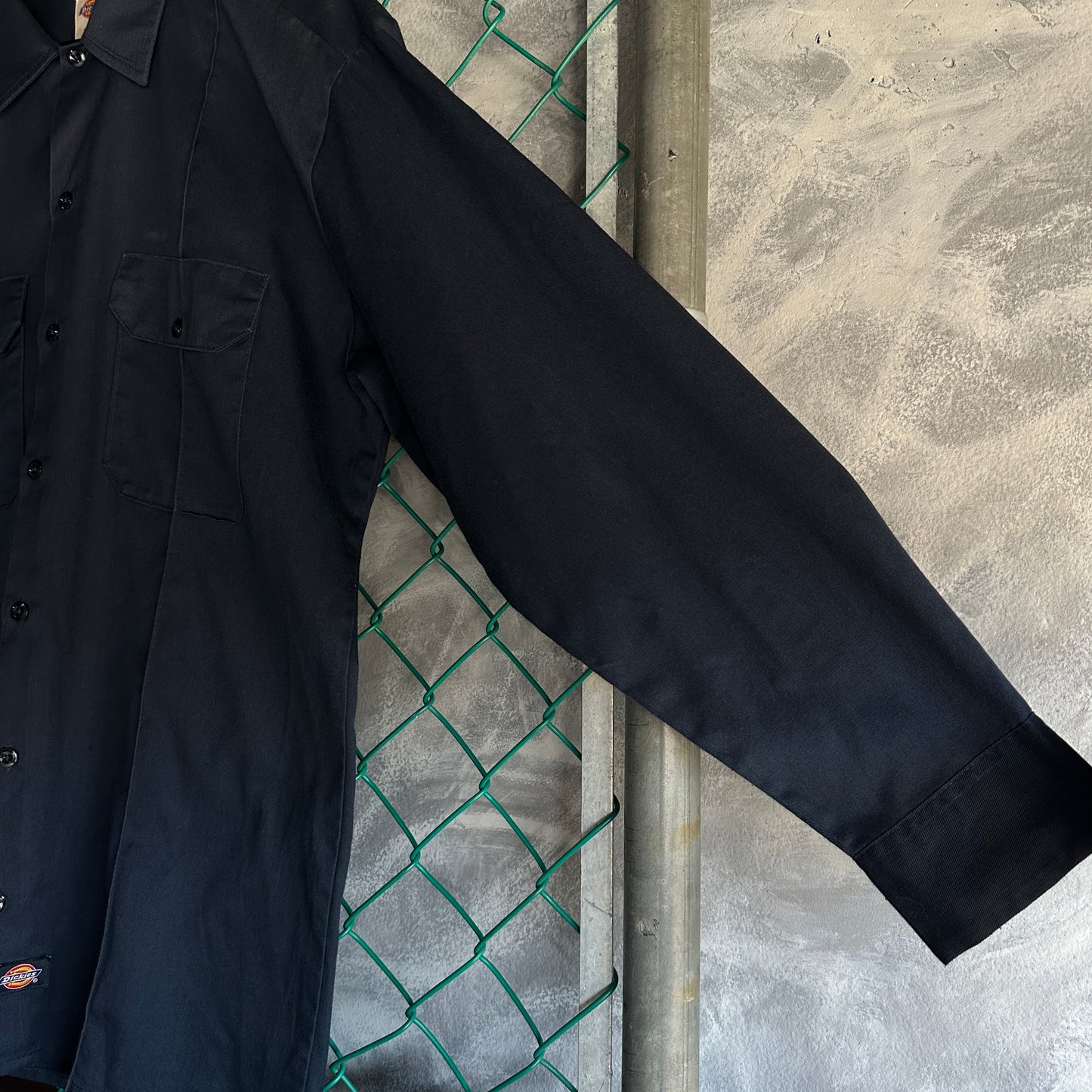 Camisa De Botones Dickies De Hombre Talla L Color Azul Marino Manga Larga Mecanico Workwear Lisa