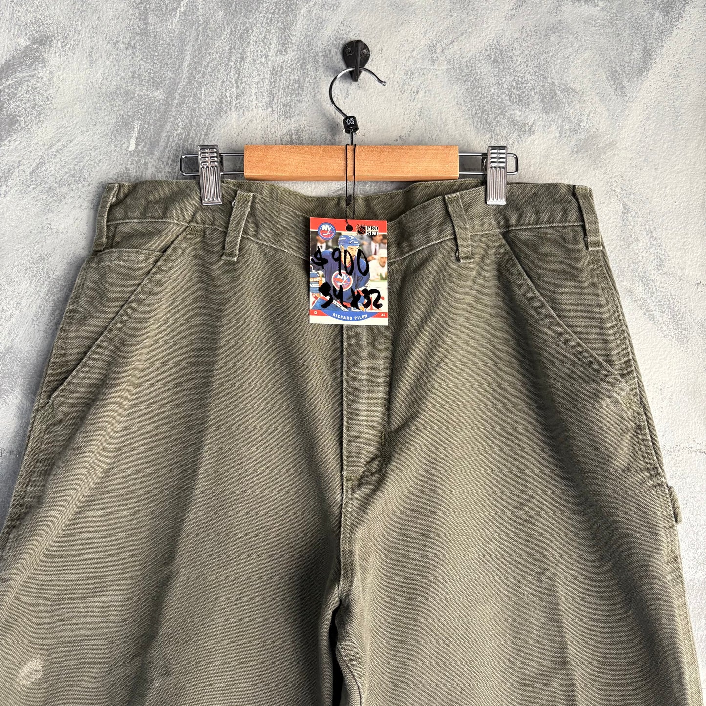 Pantalon Vintage Carhartt Hombre 34x32 Verde Olivo Carpintero