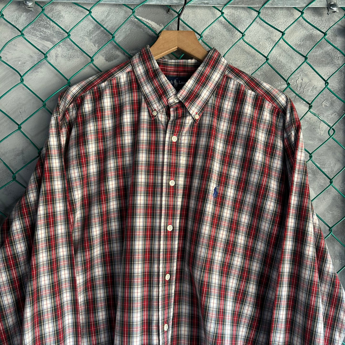 Camisa De Botones Polo Ralph Lauren De Hombre Talla XL Color Rojo Blanco De Cuadros De Vestir
