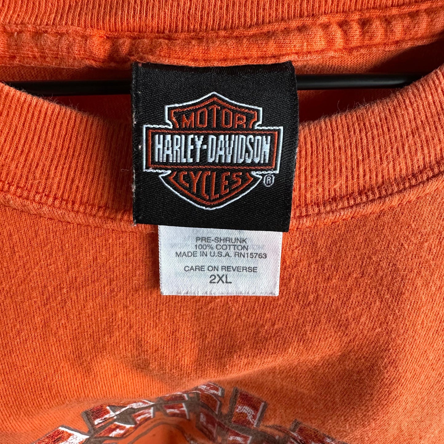 Camisa Harley Davidson De Hombre Talla 2XL Color Naranja De Los Cabos estilo Motociclista Oversize