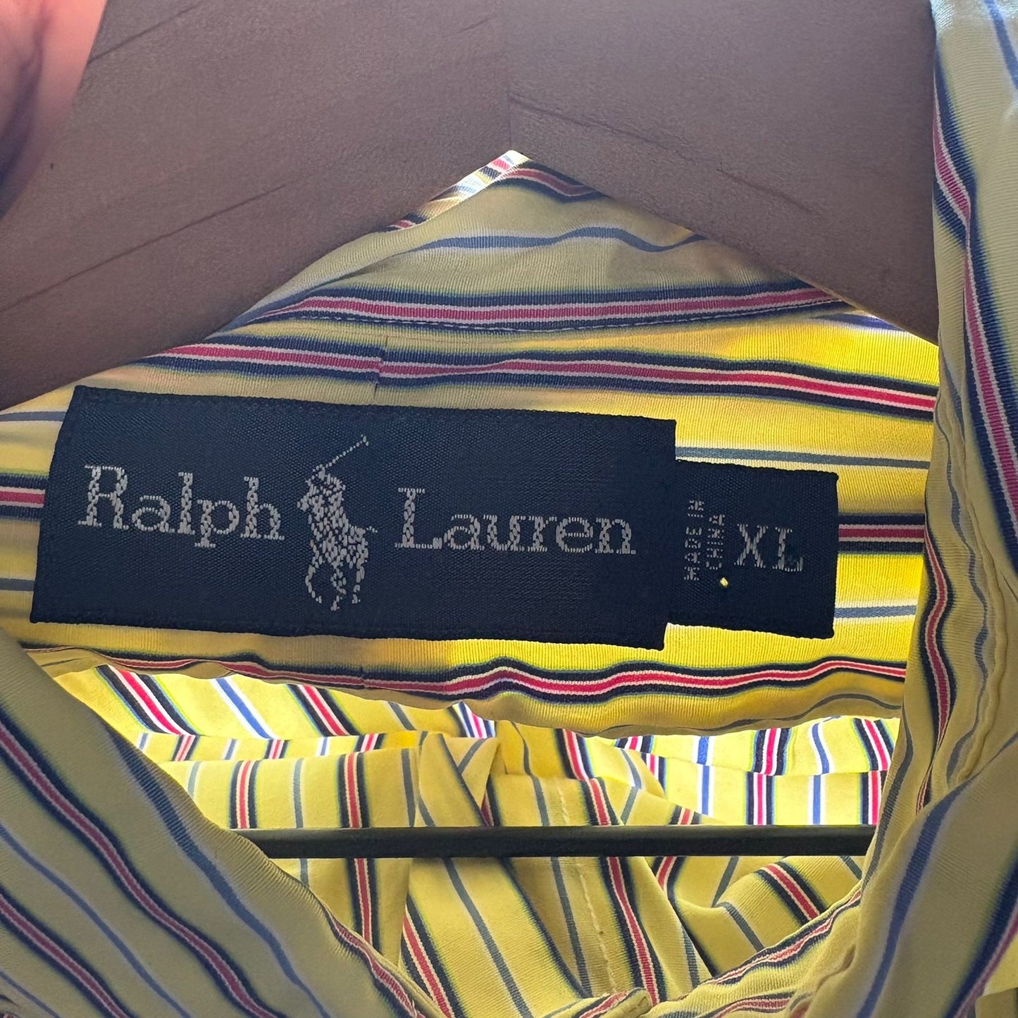Camisa De Botones Polo Ralph Lauren De Hombre Talla XL Color Amarilla De Rayas Verticales De Vestir