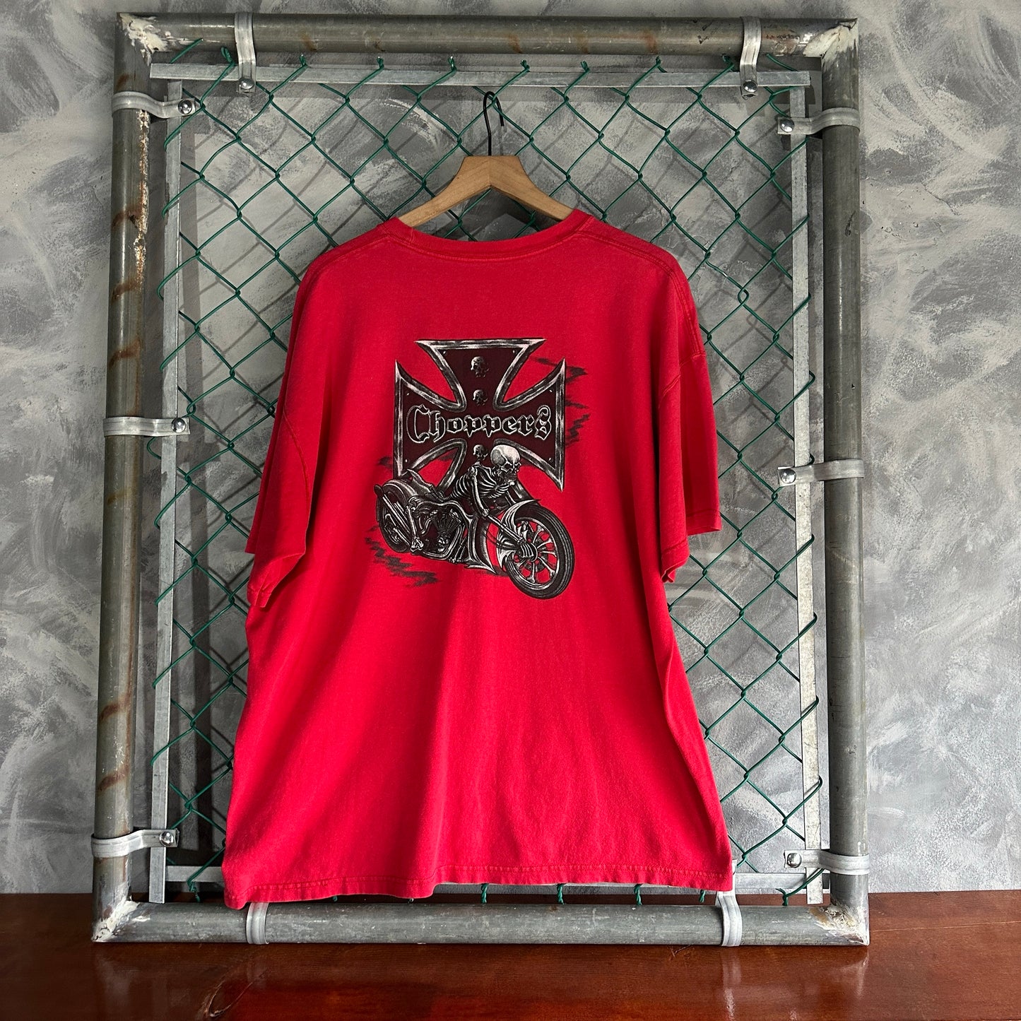Camisa Vintage West Coast Choppers De Hombre Talla 2XL Color Rojo Corte Boxy Cruz Biker
