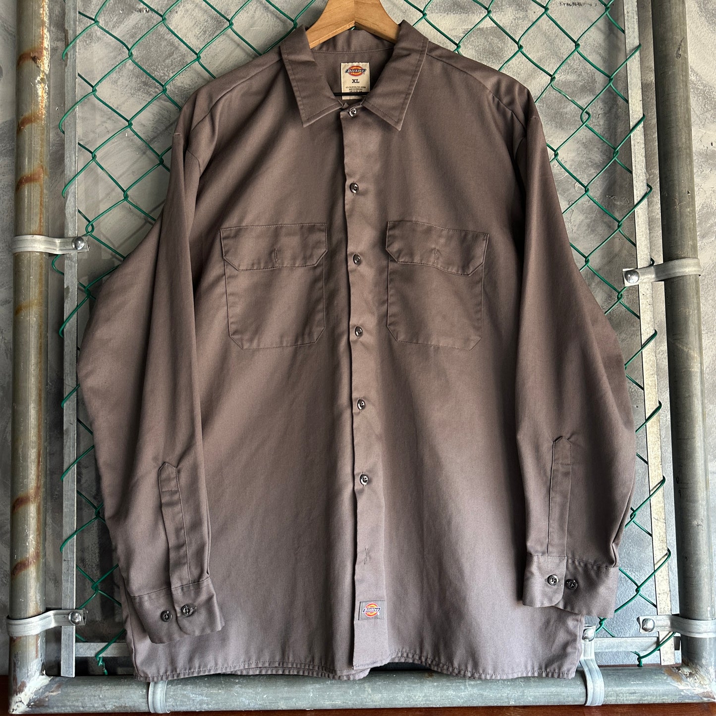 Camisa De Botones Dickies De Hombre Talla XL Color Gris Manga Larga Mecanico Workwear Lisa