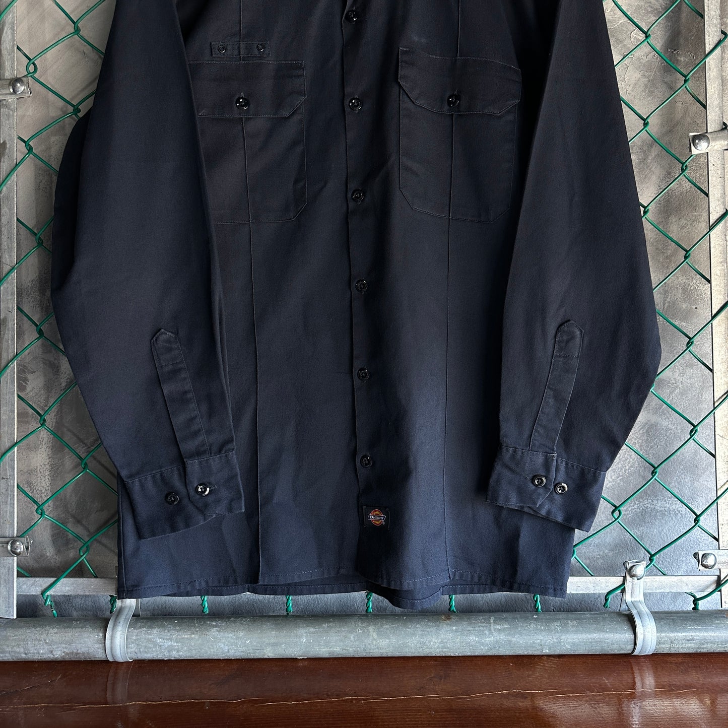Camisa De Botones Dickies De Hombre Talla L Color Azul Marino Manga Larga Mecanico Workwear Lisa