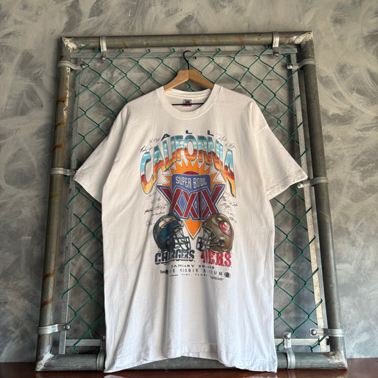 Playera Vintage Fruit of the Loom Para Hombre Talla 2XL Color Blanco Súper Bowl XXIX 1995