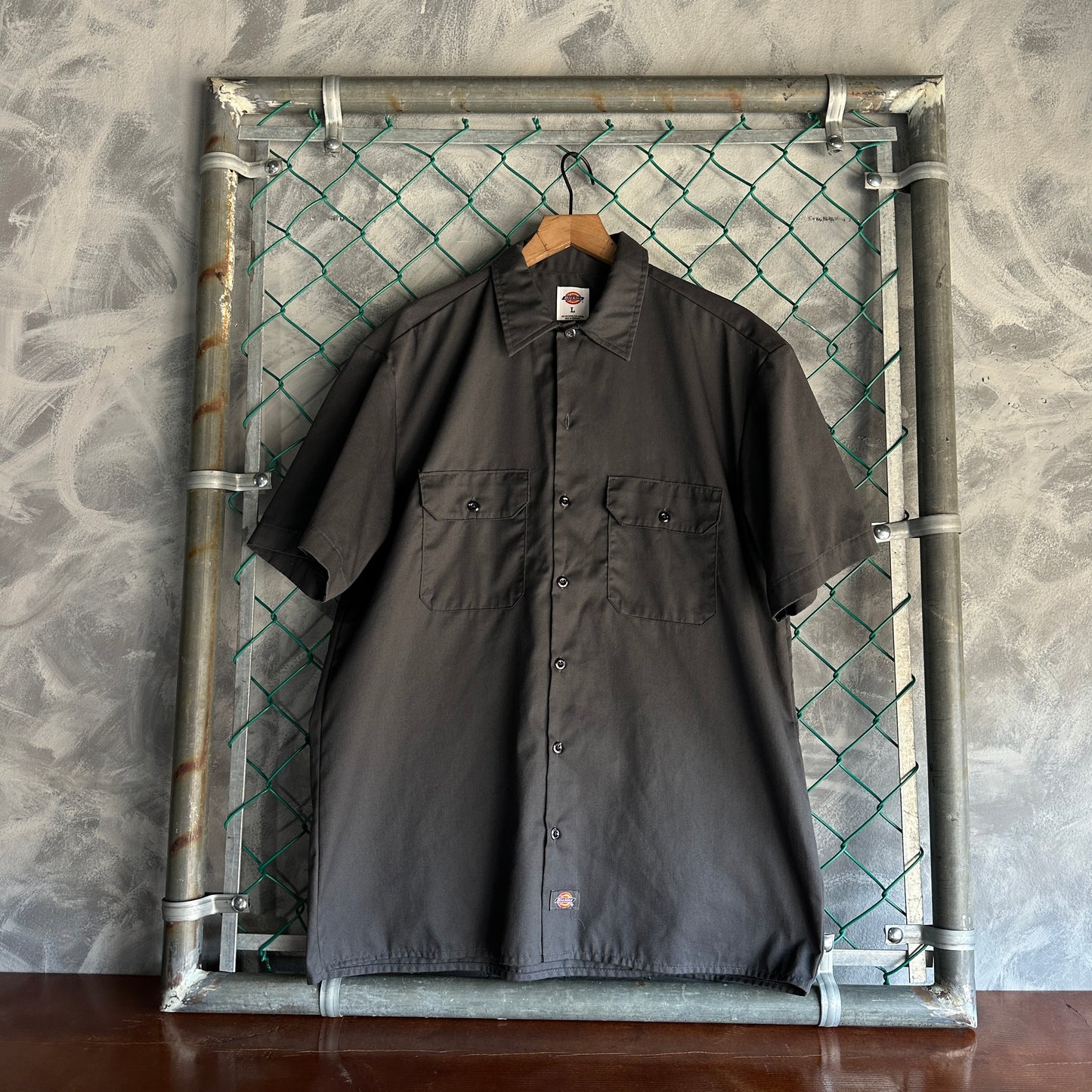 Camisa De Botones Dickies De Hombre Talla L Color Gris Manga Corta Mecanico Workwear Lisa