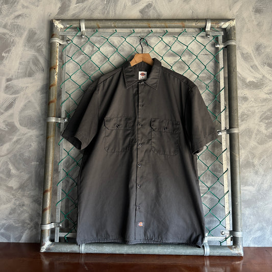 Camisa De Botones Dickies De Hombre Talla L Color Gris Manga Corta Mecanico Workwear Lisa