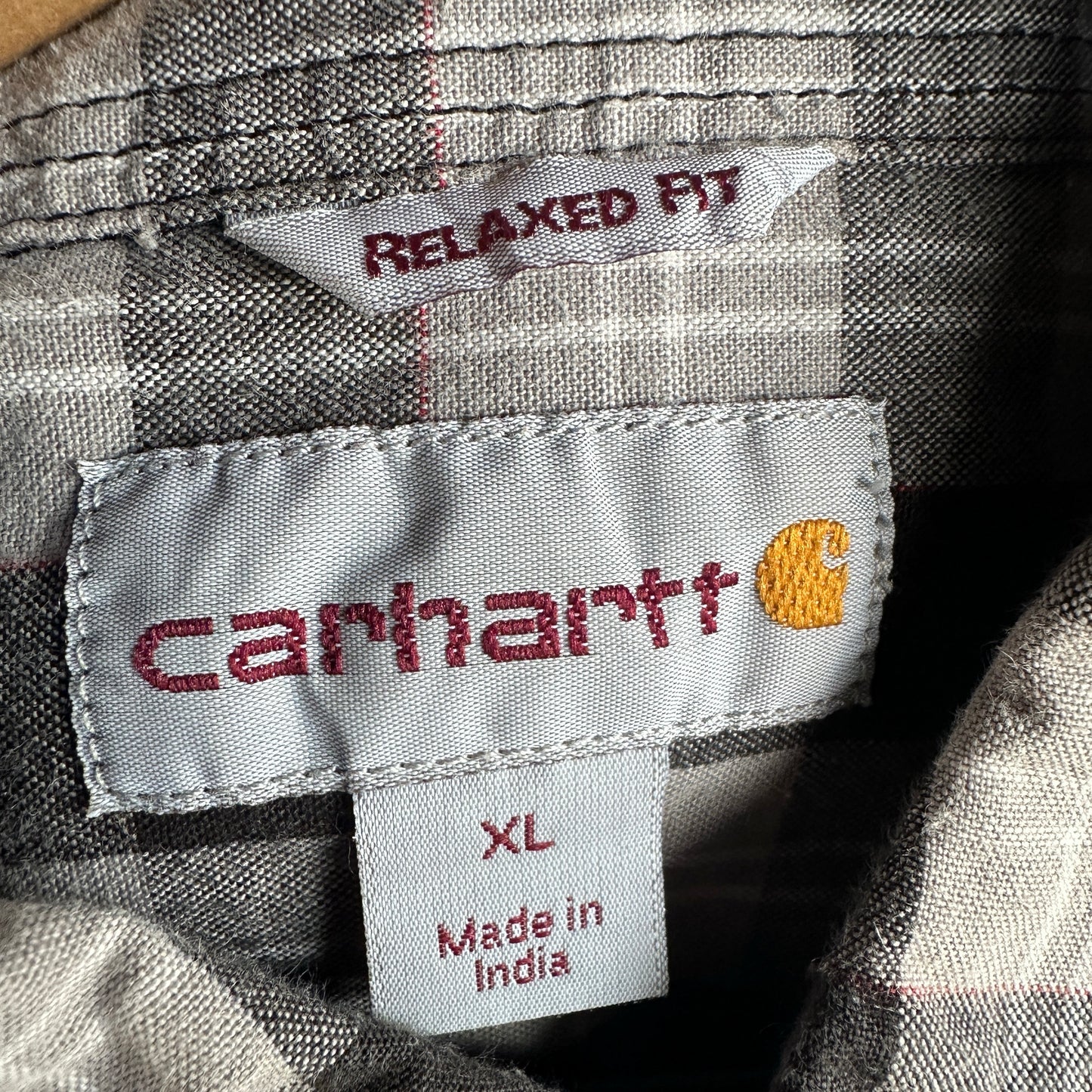 Camisa De Botones Carhartt De Hombre Talla XL De Cuadros Gris Manga Corta Workwear