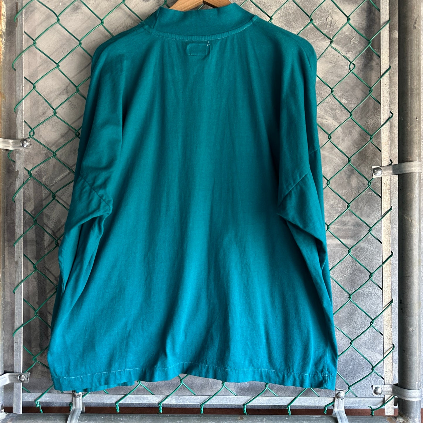 Camisa Vintage Reebok De Hombre Talla Xl Color Verde Azulado Cuello Alto Manga Larga Tela Pesada