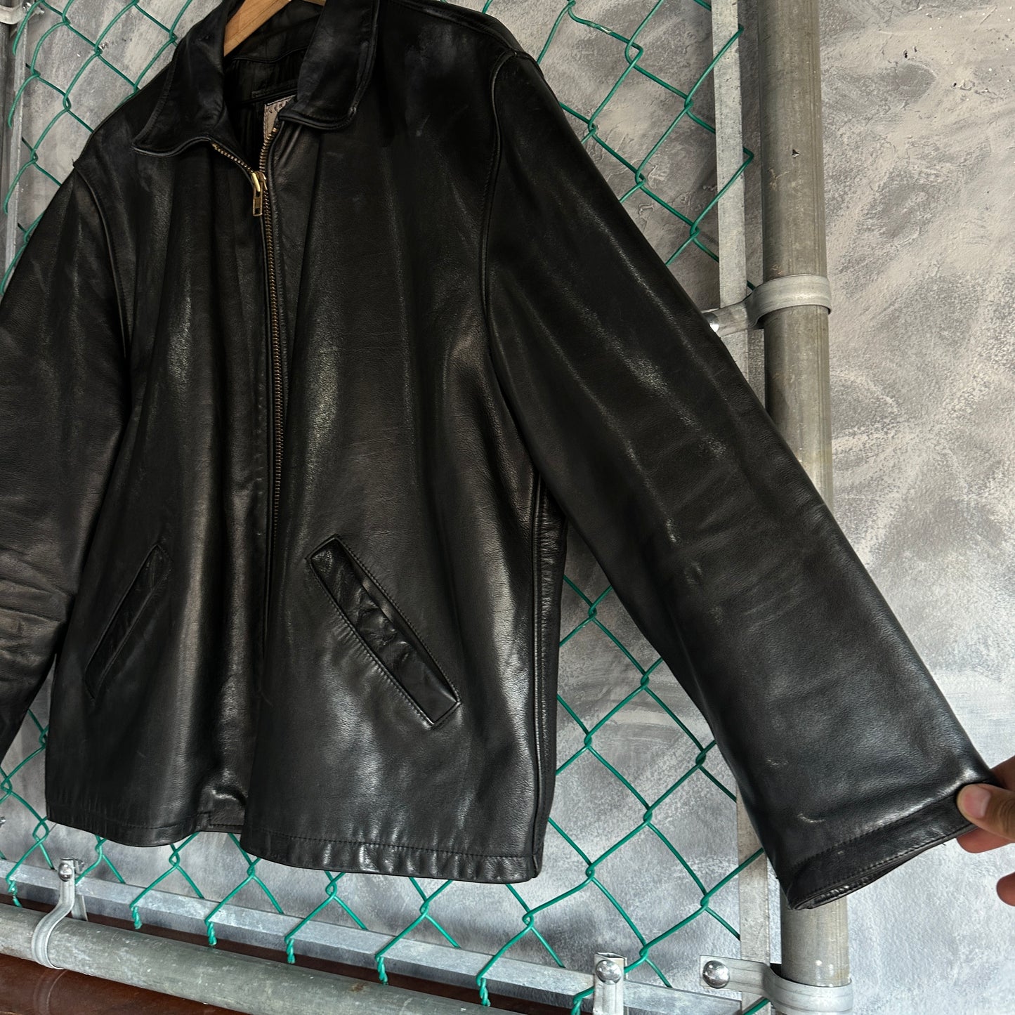 Chamarra Vintage Black Horse Company De Hombre Talla L Color Negro De Cuero Piel Genuina Gruesa